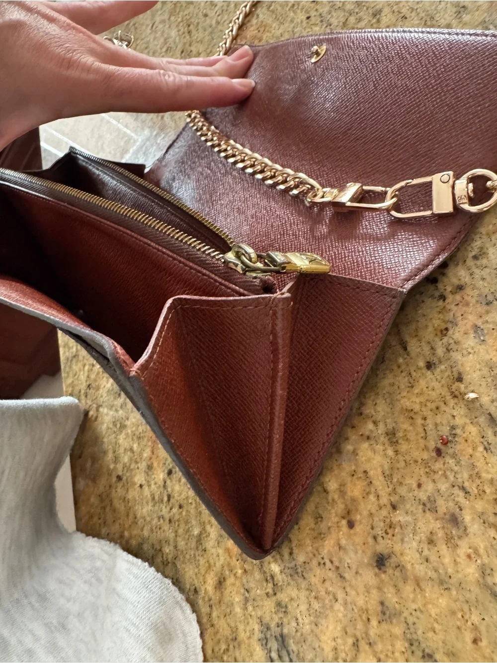 Louis Vuitton Monogram Canvas Flap Wallet with chain